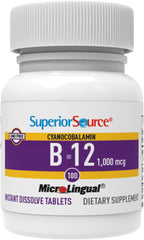 Superior Source brain health support via quick-dissolving B-12.