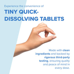 Close-up of Superior Source instant-dissolve microlingual tablet.