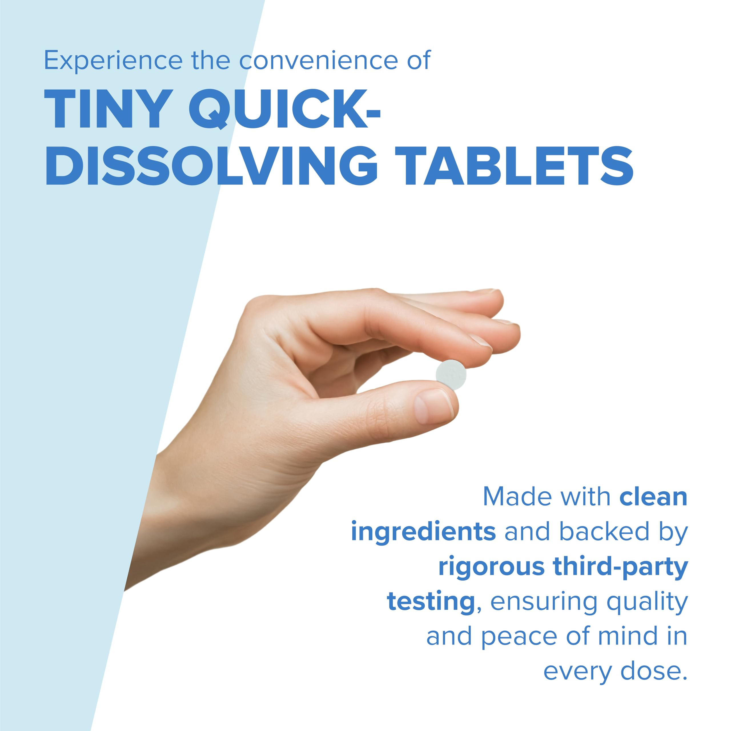 Just Women Iron tablets dissolving under the tongue for easy use.