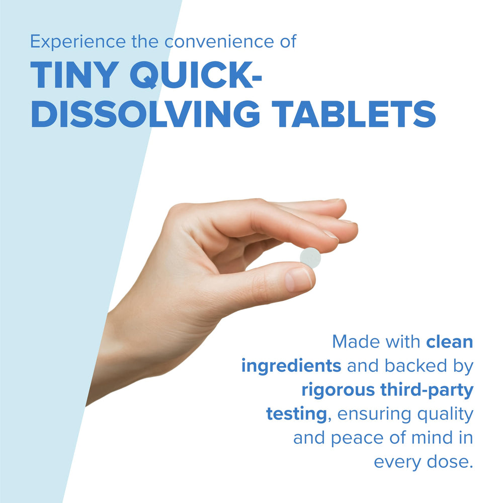 Just Women Iron tablets dissolving under the tongue for easy use.