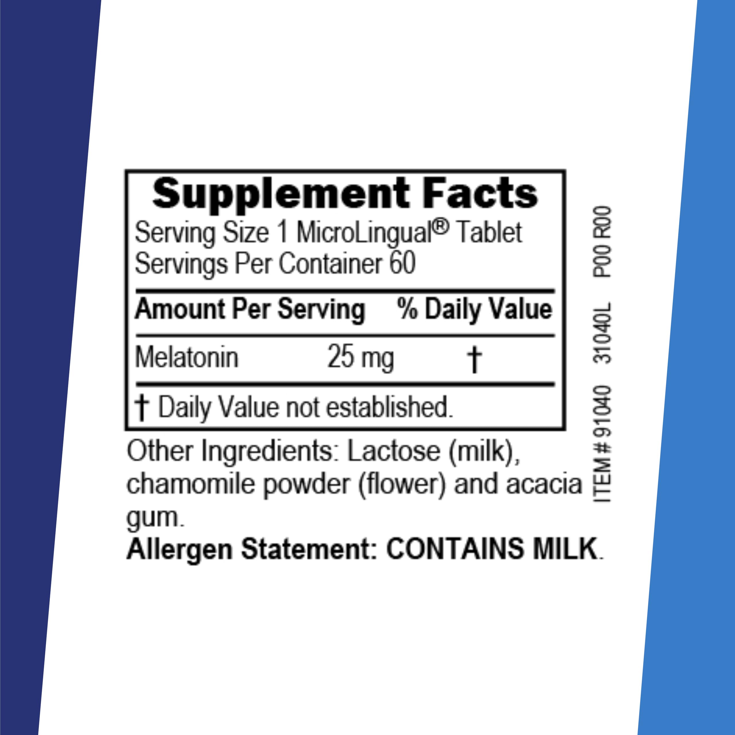 Superior Source melatonin 25 mg label close-up showing strength
