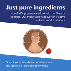 Close-up of tablets showing compact, easy daily intake without water.