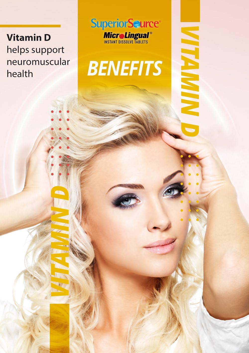 Bottle of Superior Source Vitamin D3 5000 IU emphasizing bone and teeth support.