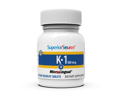 Graphic showing Superior Source Vitamin K1 500 mcg aiding calcium absorption