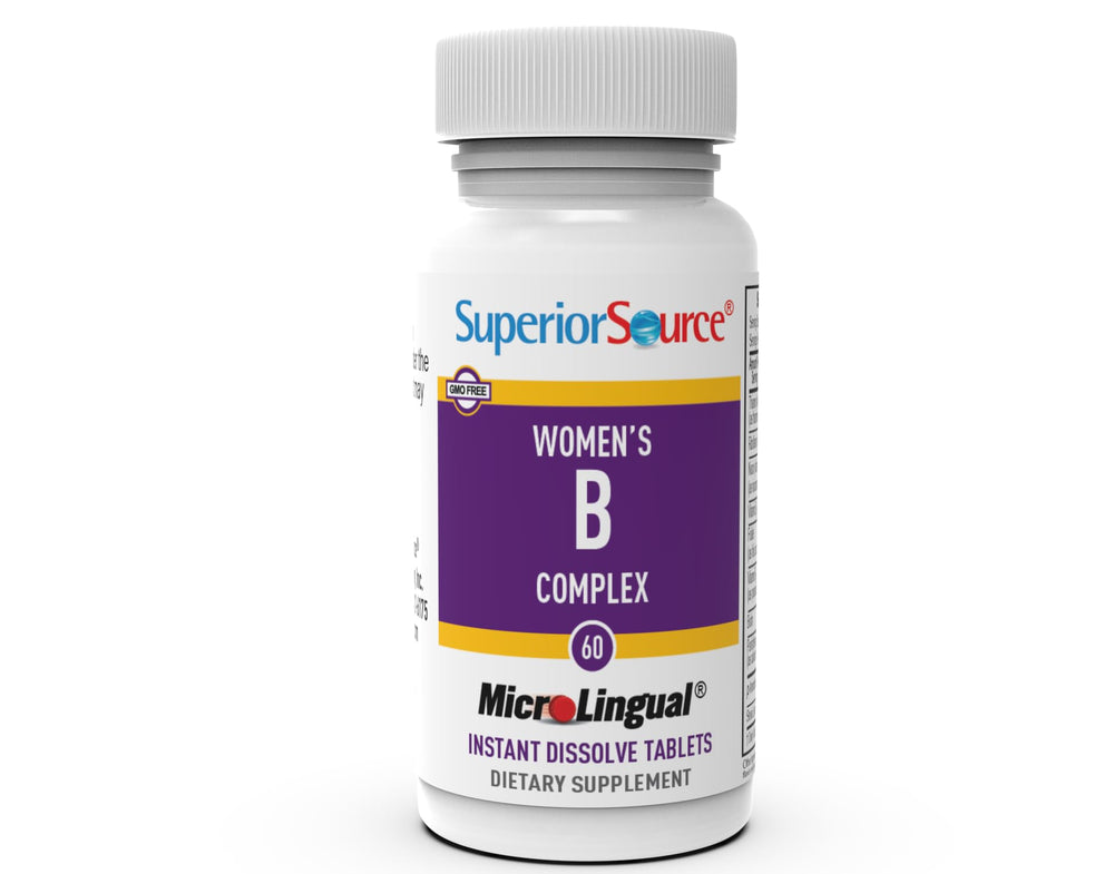 Superior Source Women’s B Complex energy-metabolism graphic highlights daily vitality.