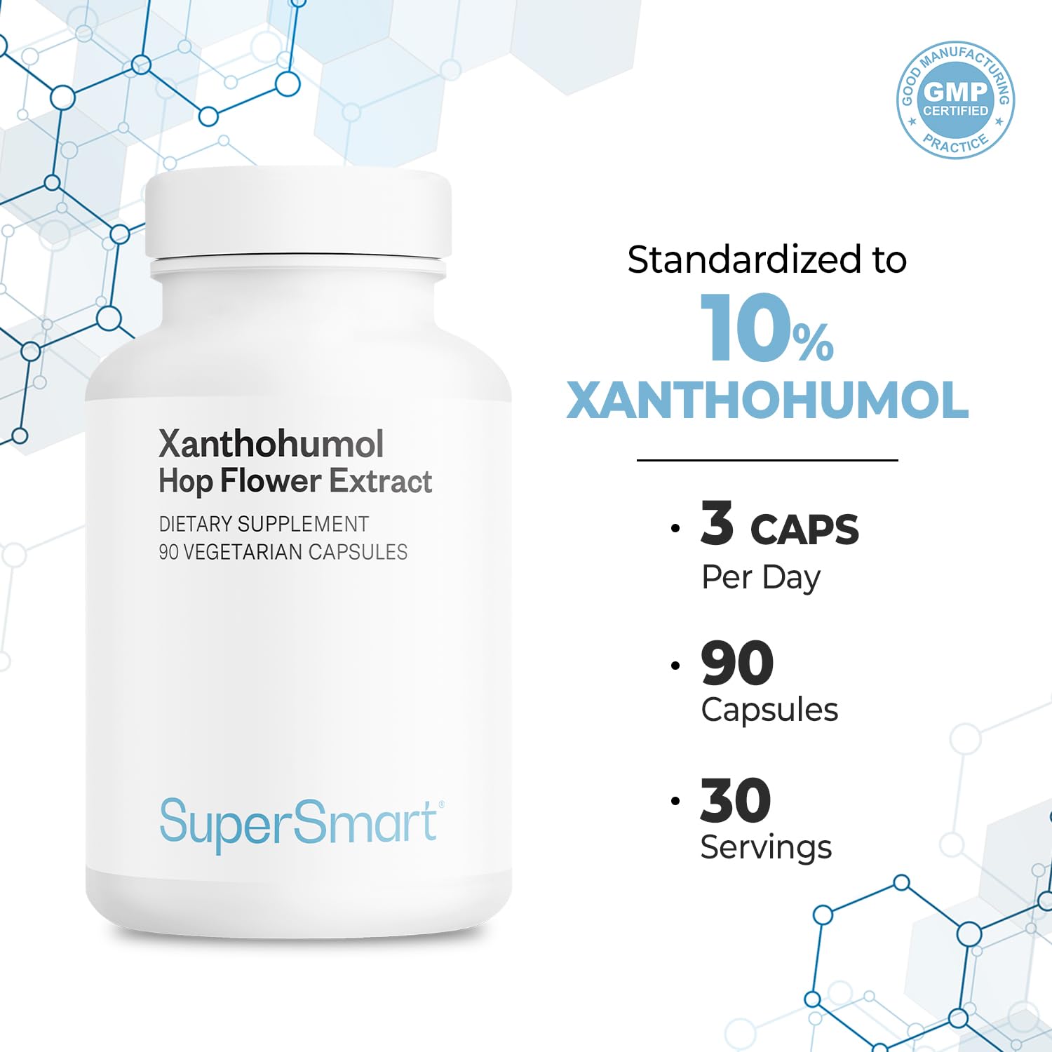 Supersmart 90 vegetarian capsules bottle for easy daily routine