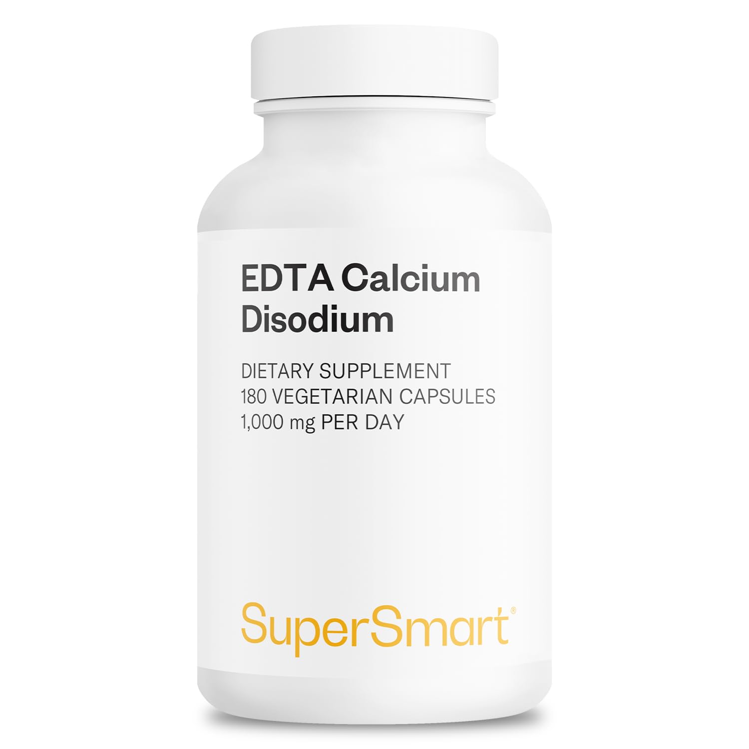 Supersmart EDTA bottle front with 180 vegetarian capsules for daily support