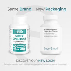 Supersmart Super Gingerols label close-up highlighting 20% gingerols potency
