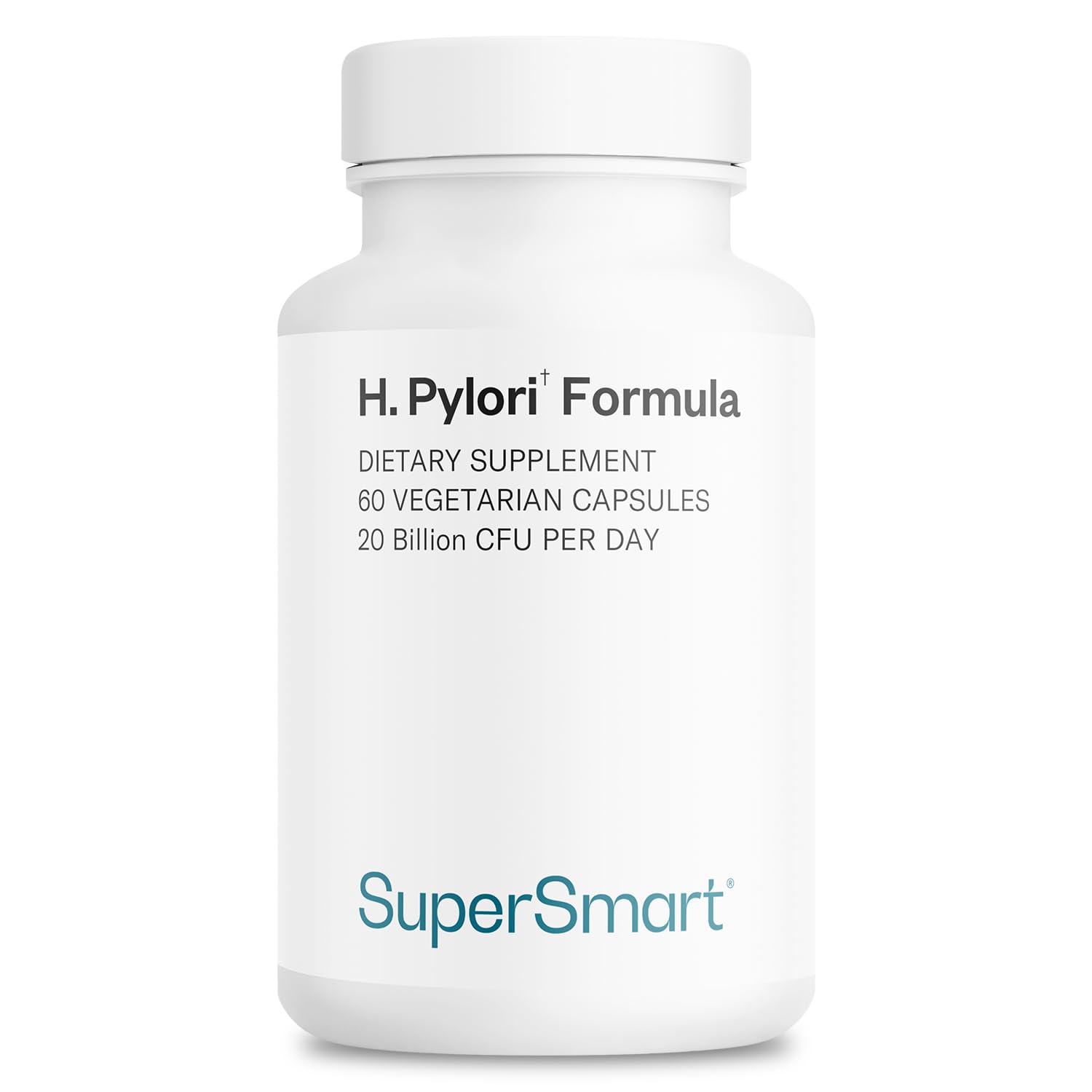 Supersmart H. Pylori Formula bottle front with 60 vegan capsules for daily probiotic support