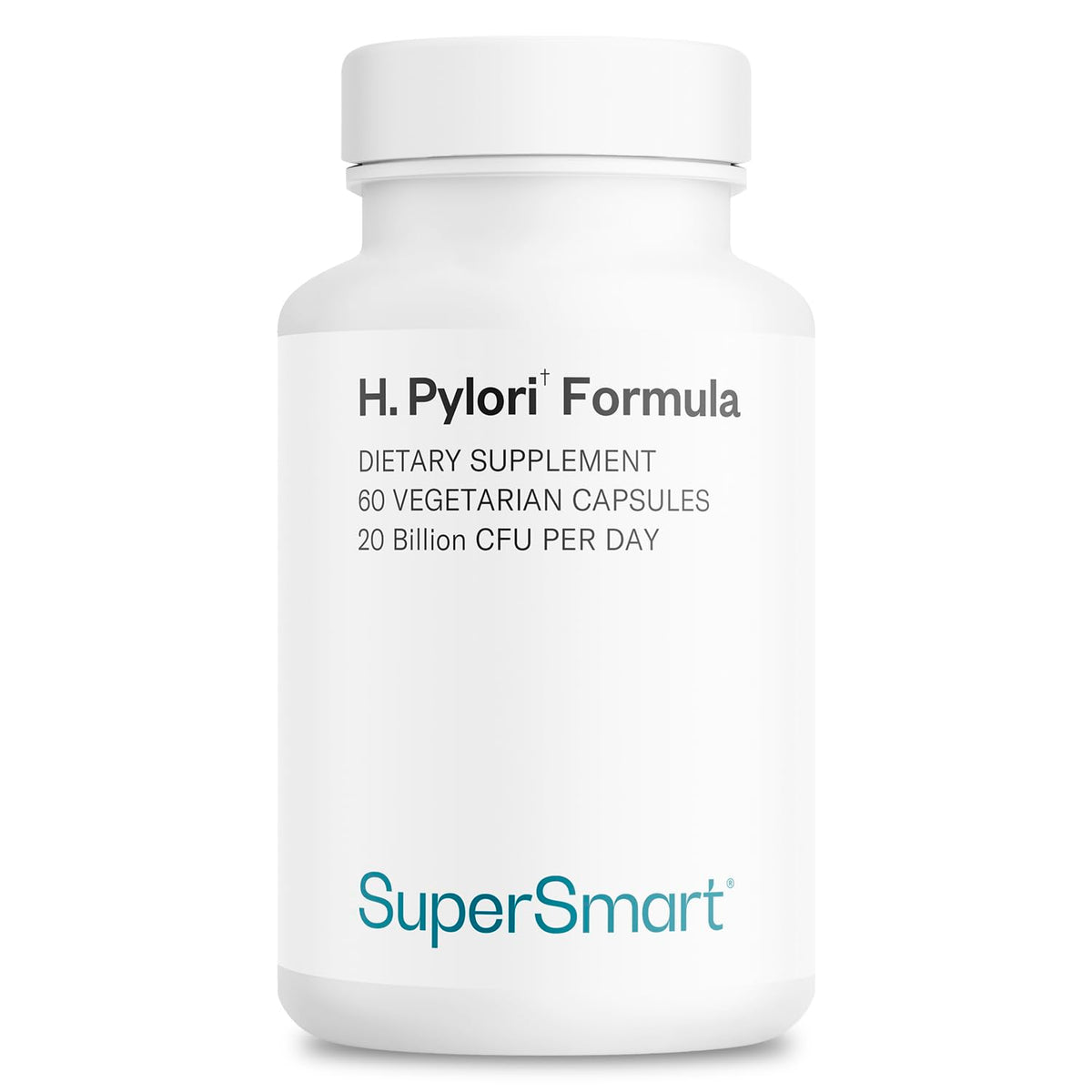 Supersmart H. Pylori Formula bottle front with 60 vegan capsules for daily probiotic support