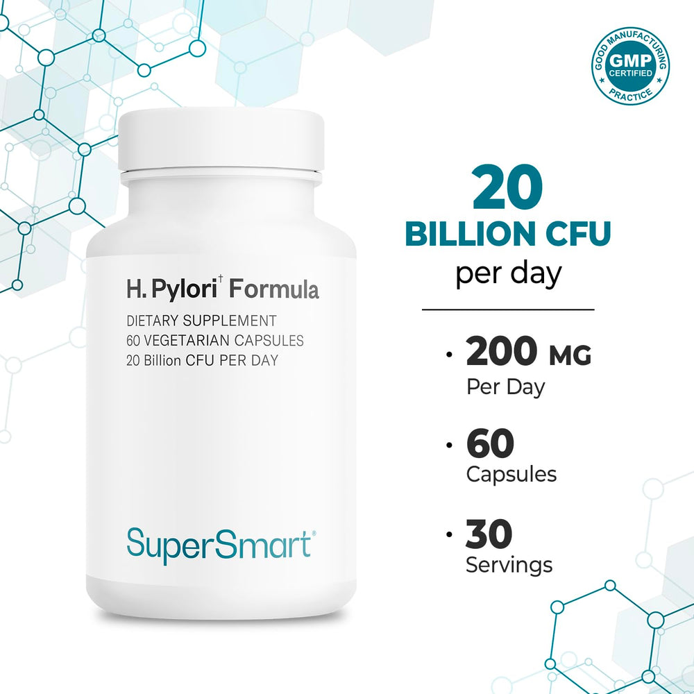 Non-GMO label on Supersmart H. Pylori Formula bottle