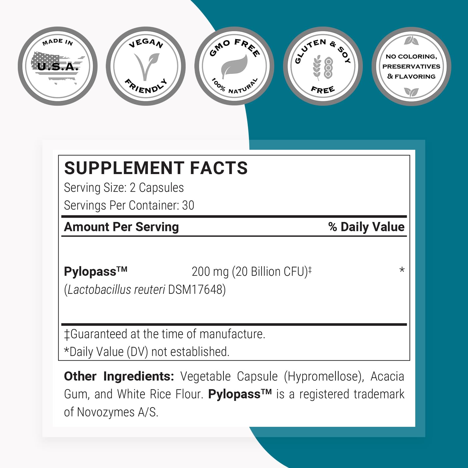 Detail of the Pylopass DSM17648 strain featured in Supersmart formula