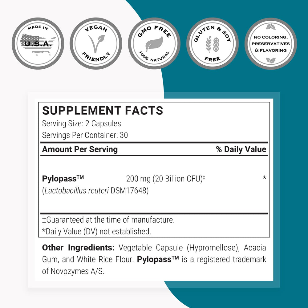 Detail of the Pylopass DSM17648 strain featured in Supersmart formula