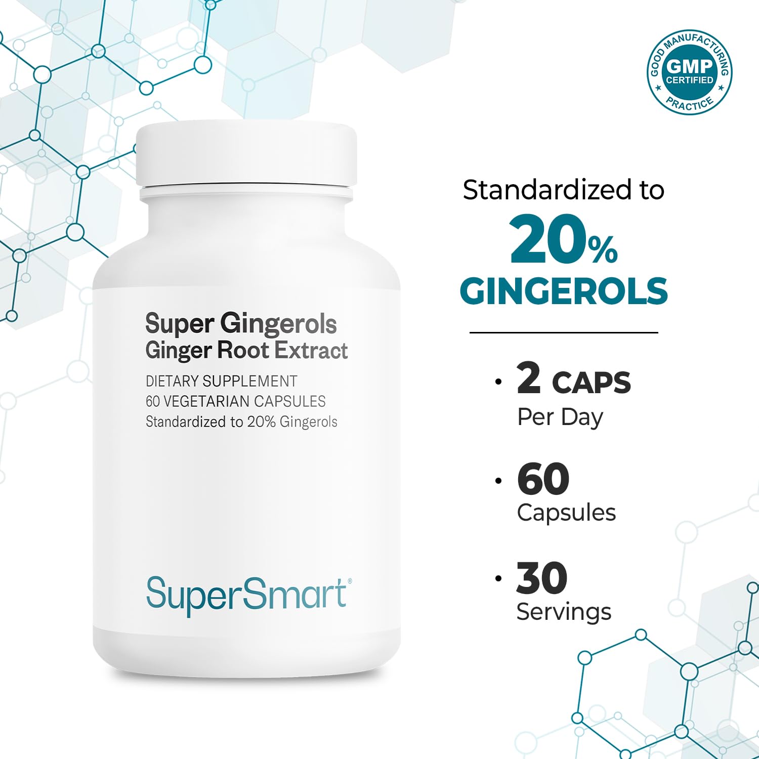 Supersmart ingredient list close-up noting non-GMO and gluten-free