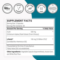 Supersmart inulin FOS icon accompanies LGG for prebiotic support