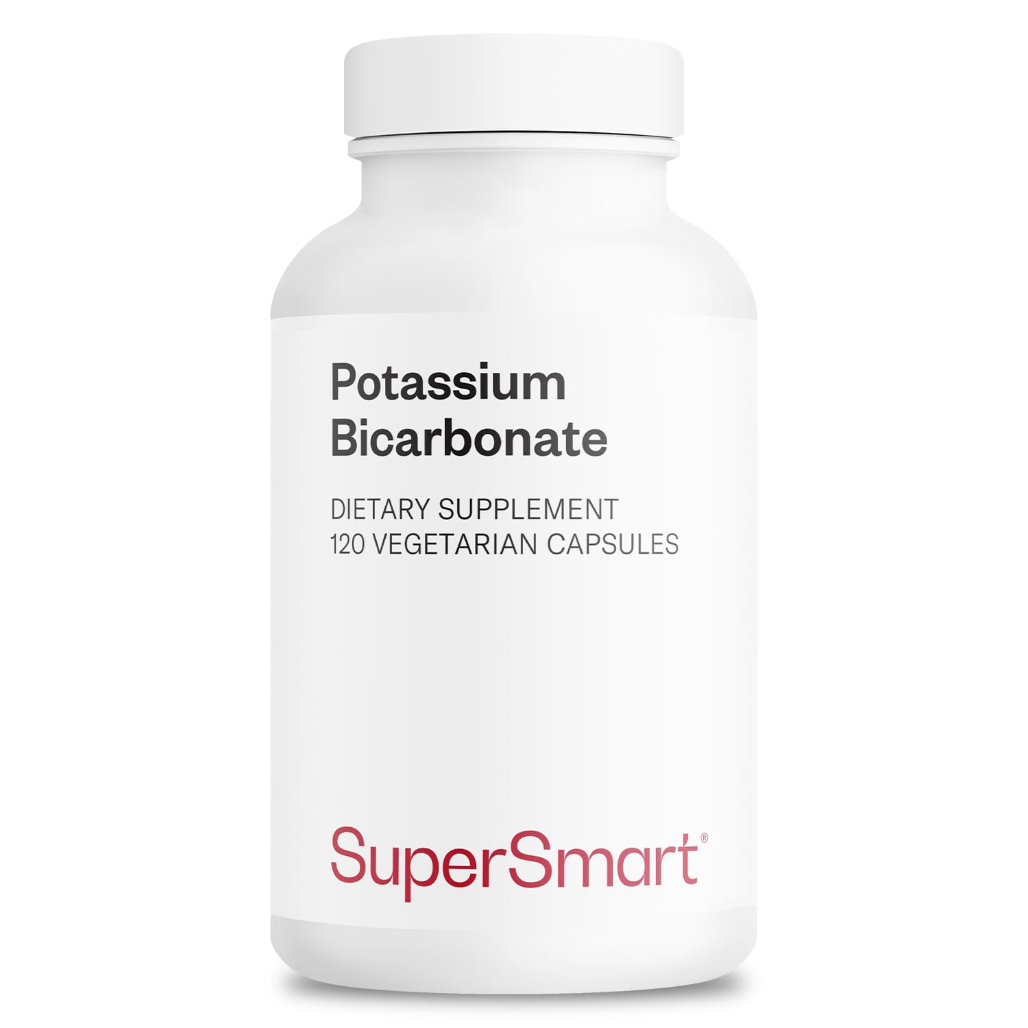 Supersmart potassium bicarbonate 5400mg bottle viewed for high-dose electrolyte balance