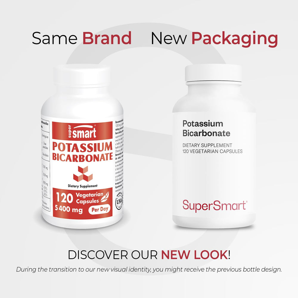 Supersmart potassium bicarbonate capsules close-up showing vegetarian formula