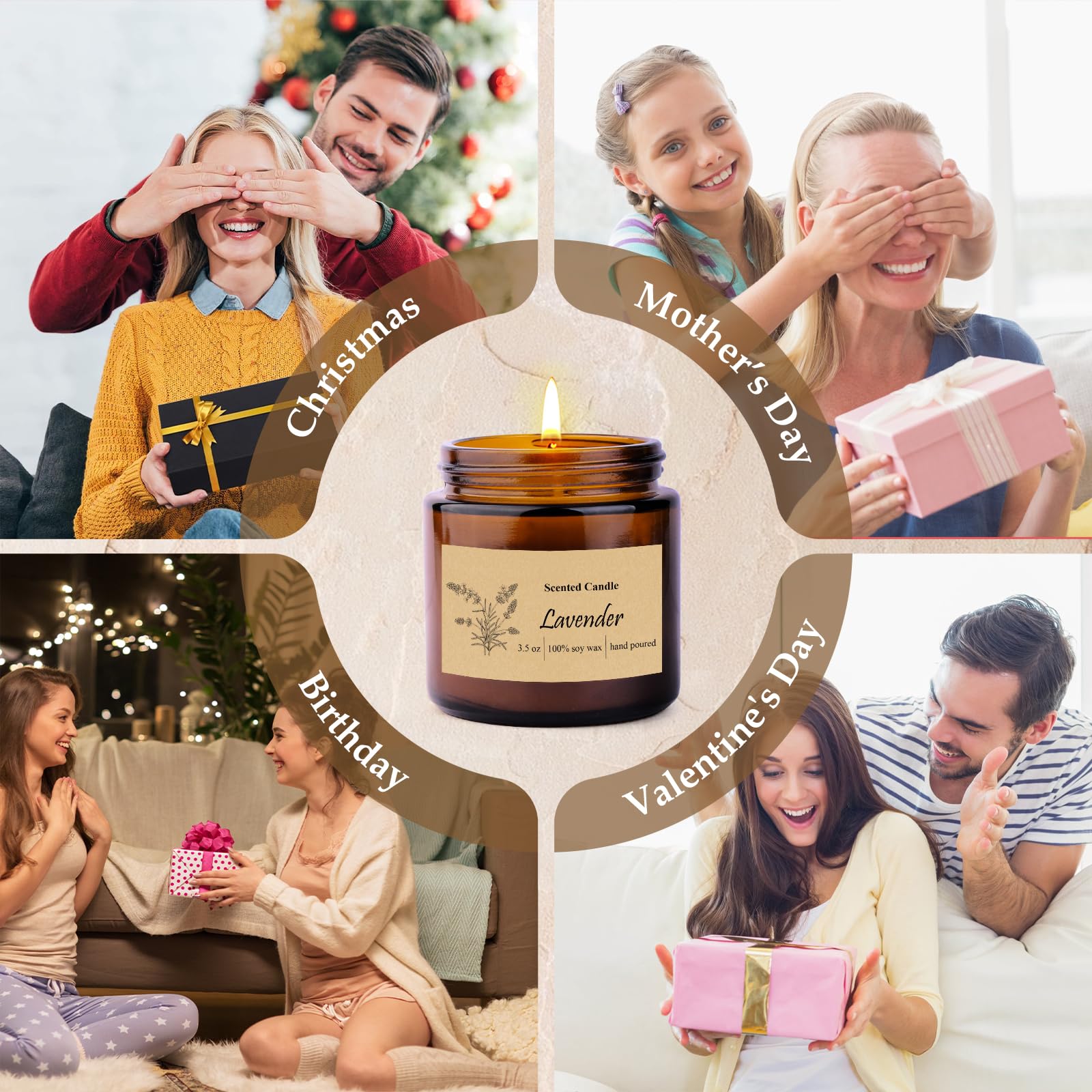 SUPERSUN 6 pack candles apple cinnamon jar for cozy kitchen or living area