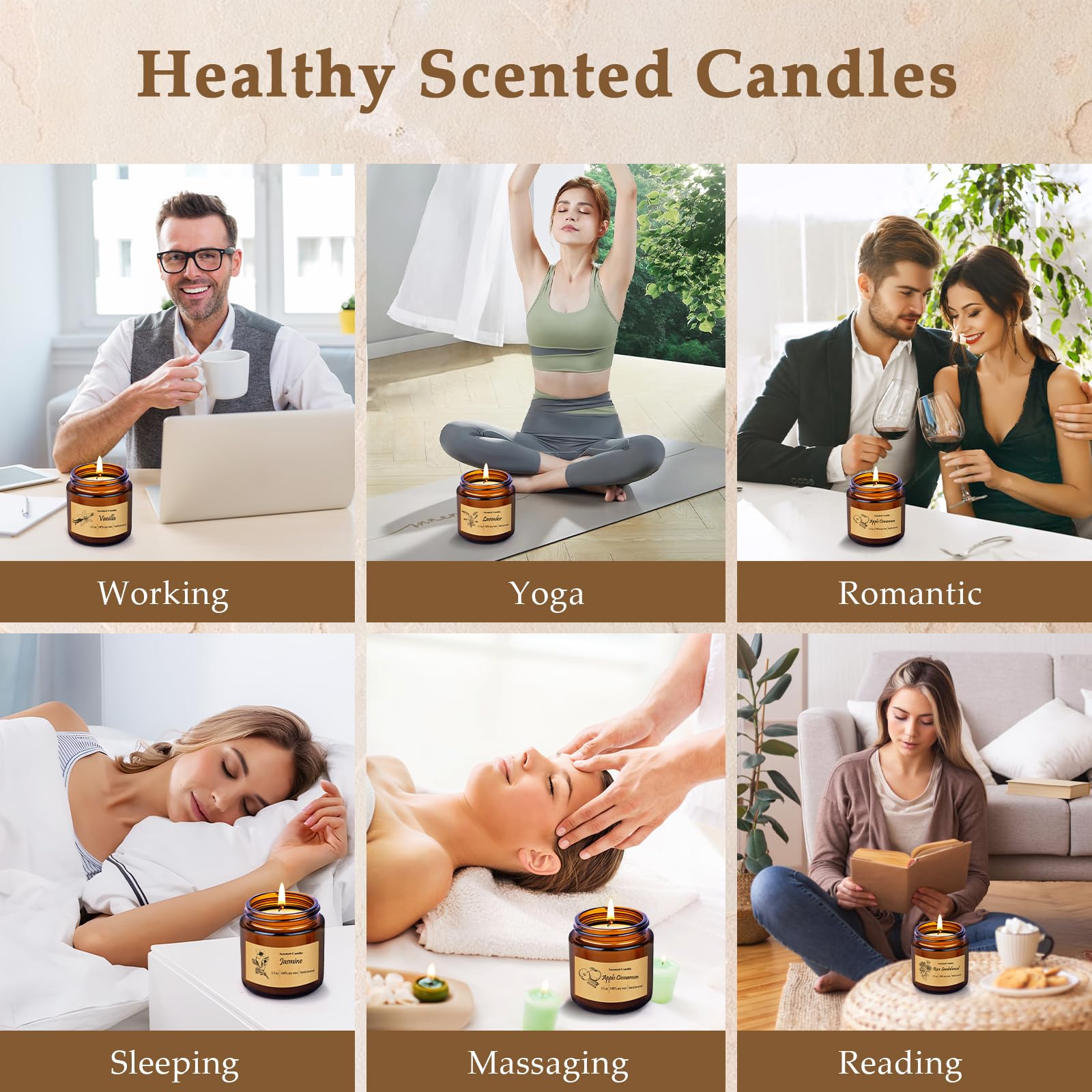 SUPERSUN 6 pack candles fig jar adds warmth and earthy aroma