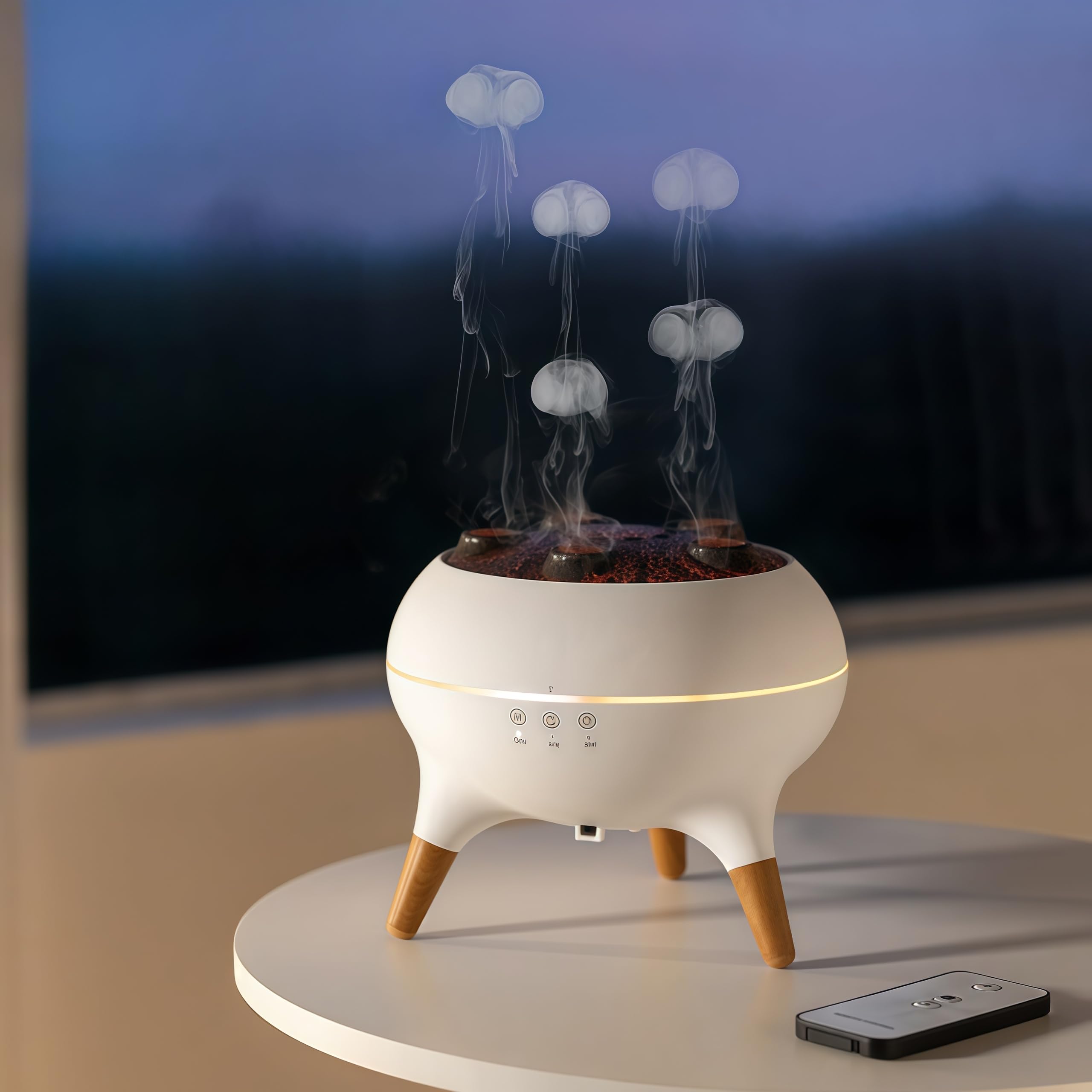 SUPNOVA Dynamic Jellyfish Diffuser in a calm bedroom with ambient fragrance
