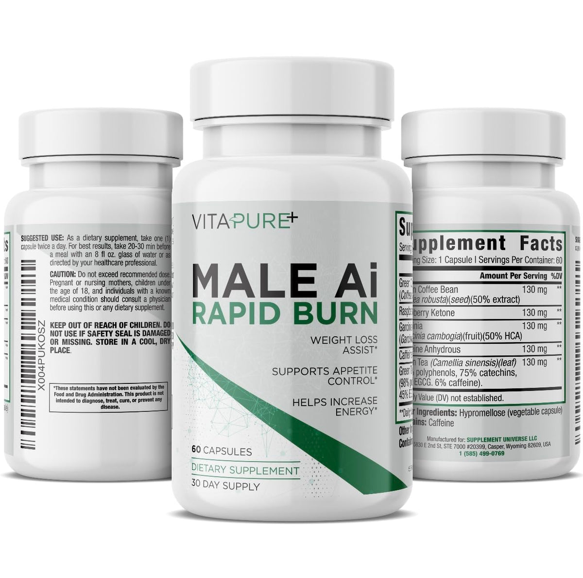 Supplement Universe Male AI Rapid Burn bottle front for convenient daily thermogenic support.