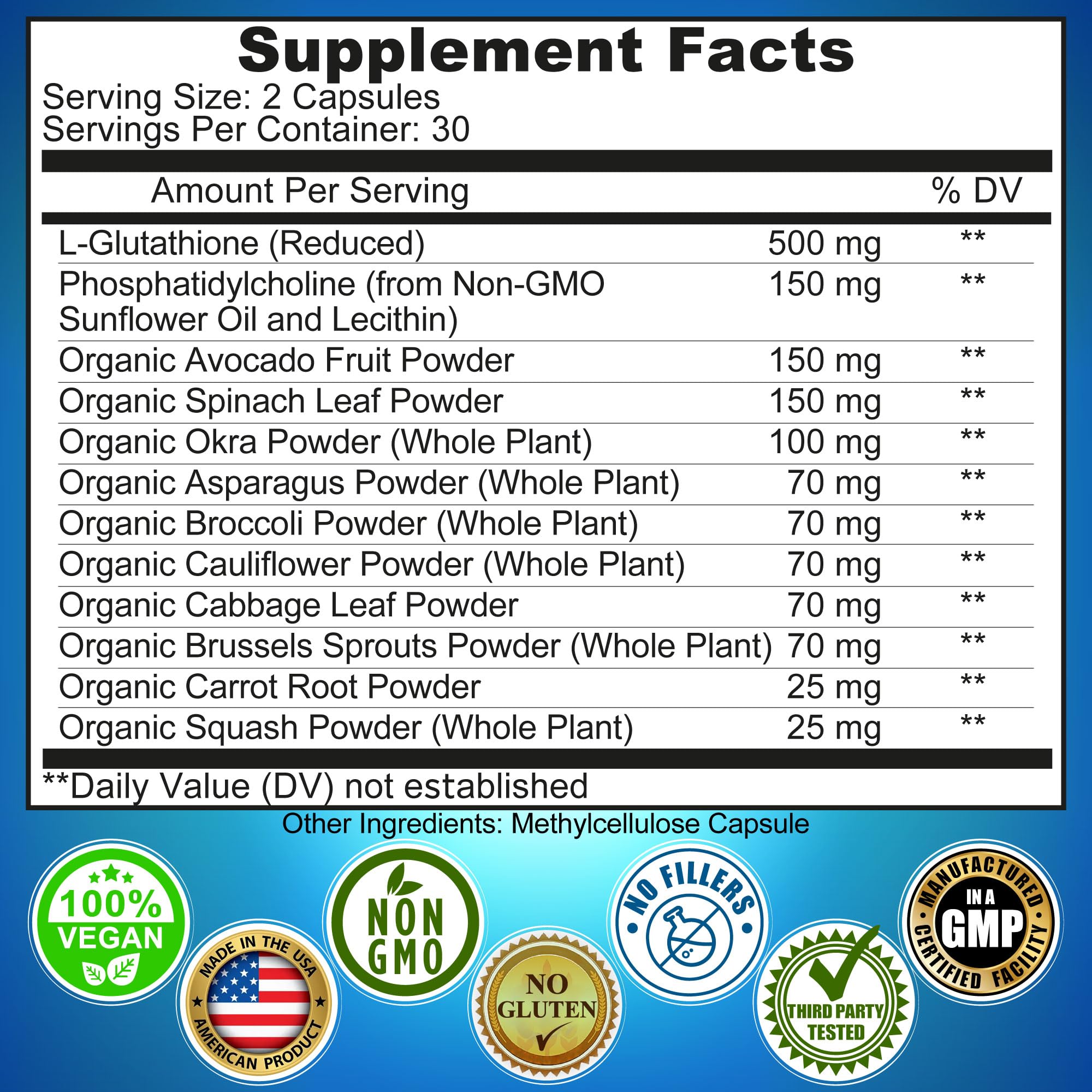 Organic whole foods blend in SUPPLEMENTS STUDIO Liposomal Glutathione packaging