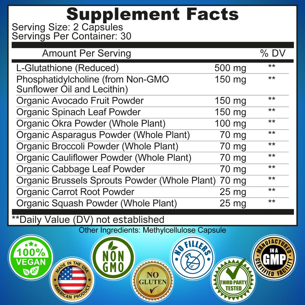 Organic whole foods blend in SUPPLEMENTS STUDIO Liposomal Glutathione packaging