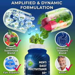 SUPPLEMENTS STUDIO men's daily multivitamin 50+ saw palmetto blend supports men's wellness.