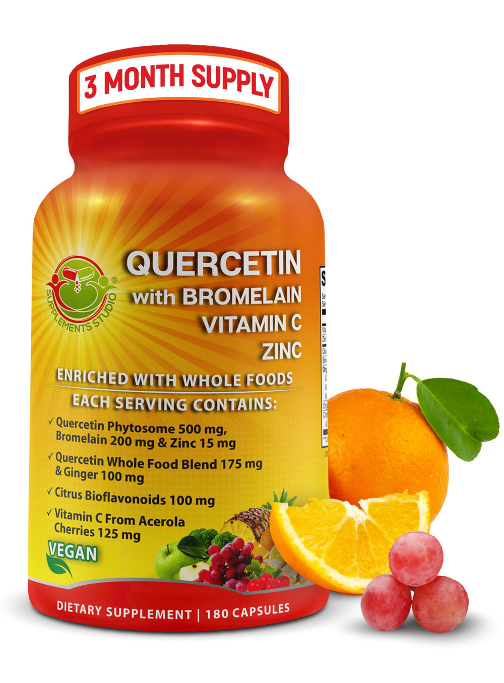 SUPPLEMENTS STUDIO Quercetin capsules bottle front emphasizing immune support potential