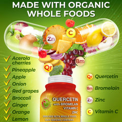 SUPPLEMENTS STUDIO Quercetin bottle label close-up highlighting phytosome blend and ingredients