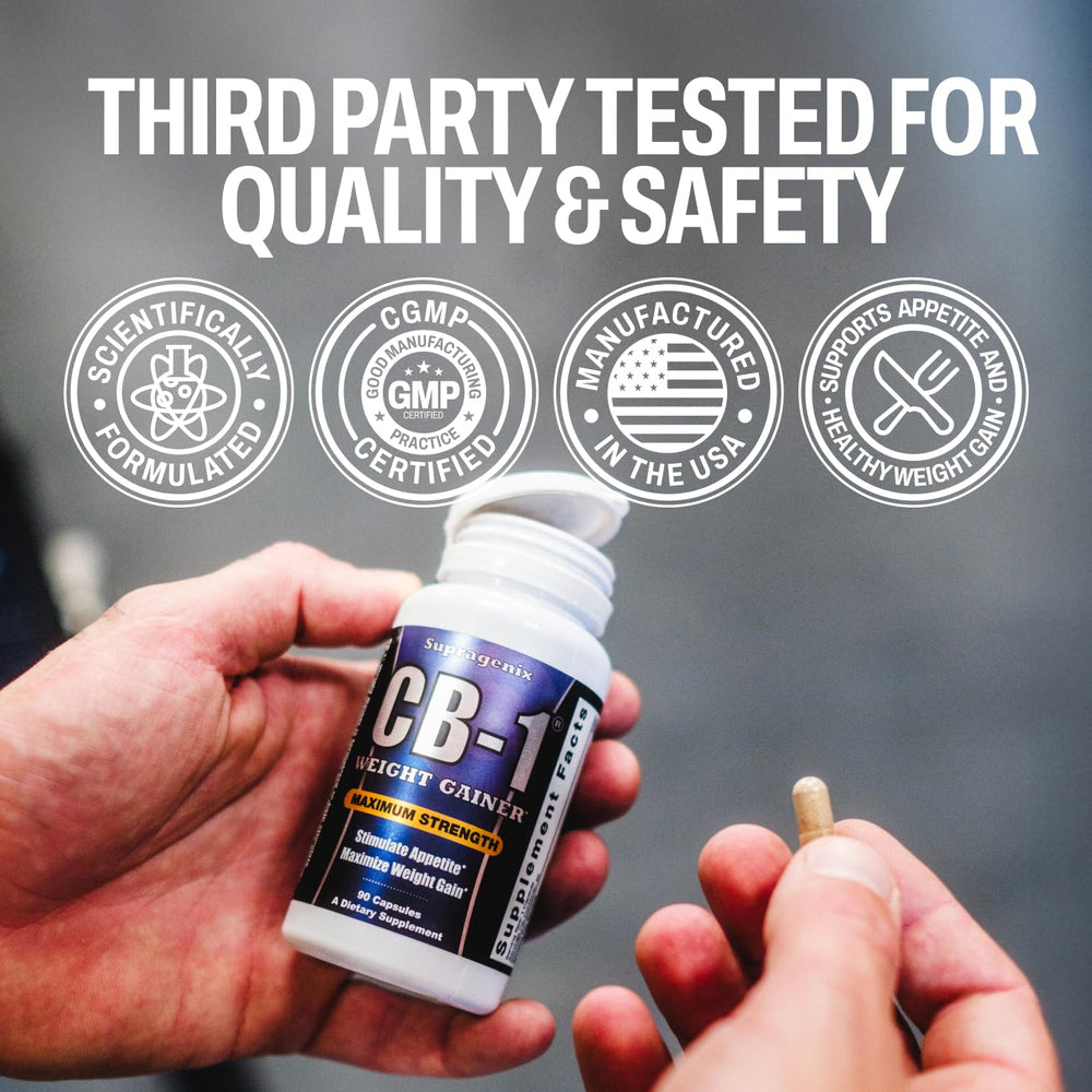 Supragenix CB-1 packaging with clinical-test badge communicates research-backed context.