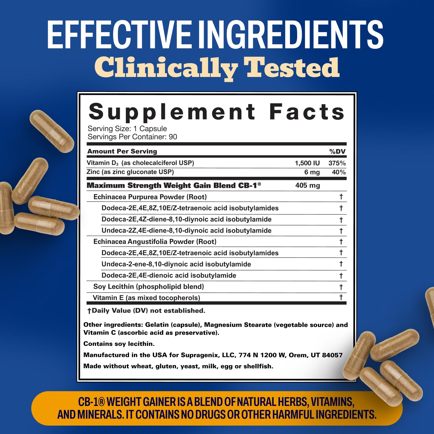 Men-focused use with Supragenix CB-1 supporting mass and strength development.