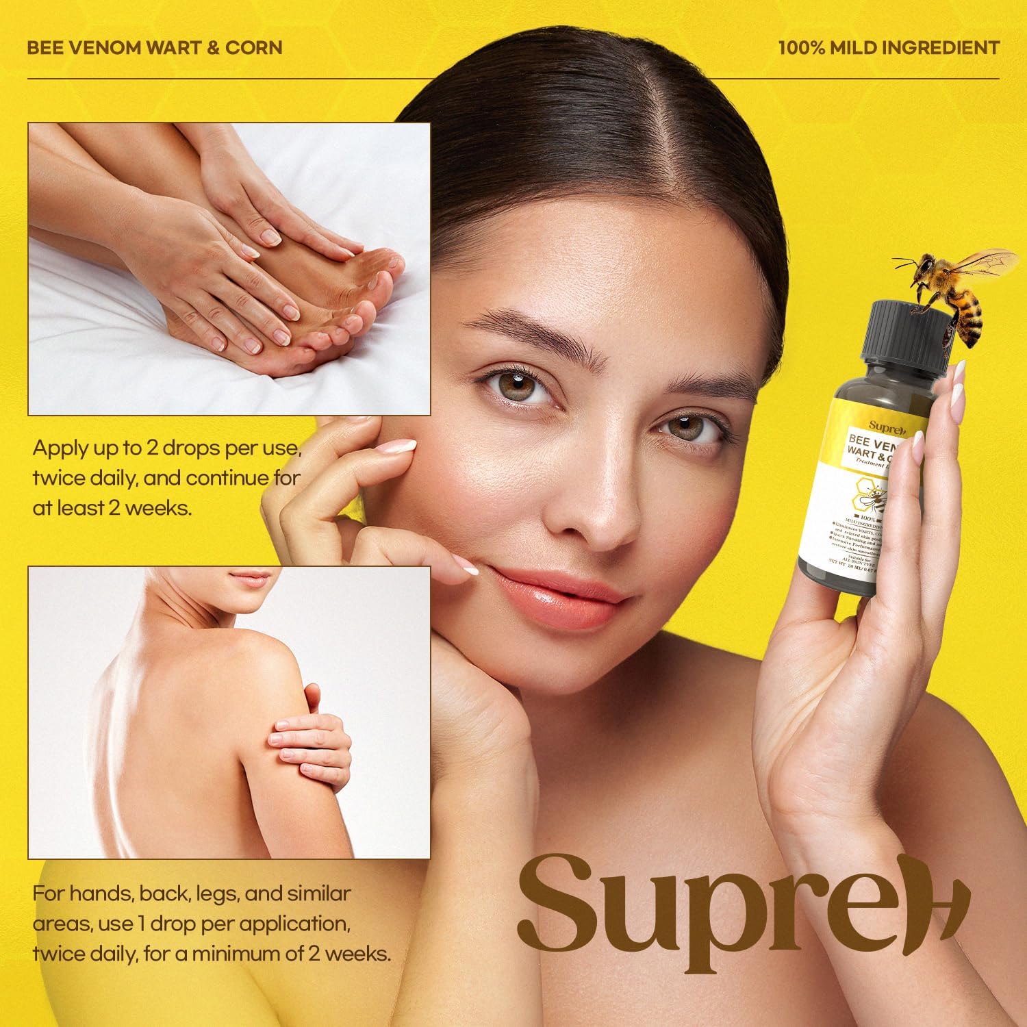 SupreH corn and callus relief depiction suggesting versatile skin care benefits.