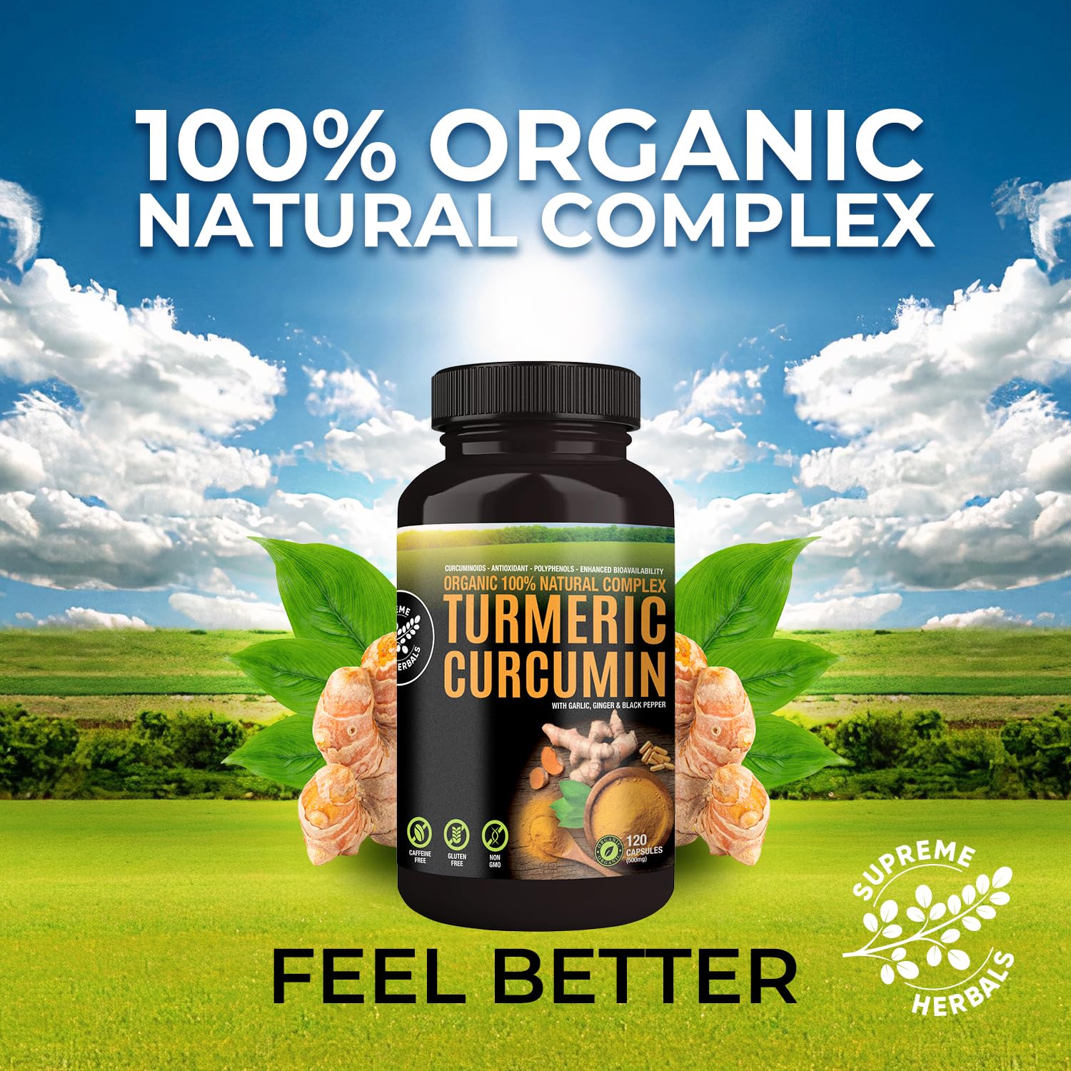 Supreme Herbals capsules in hand suggest convenient daily dosing