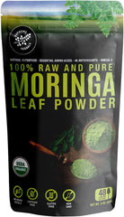 Supreme Herbals moringa leaf powder bag highlighting daily energy and nutrition.