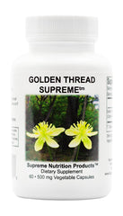 Supreme Nutrition Golden Thread bottle close-up, 60 vegetarian capsules, for daily wellness support.