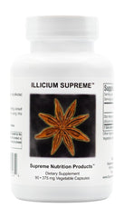 Supreme Nutrition Illicium star anise capsules in a bottle show a pure vegetarian formula.