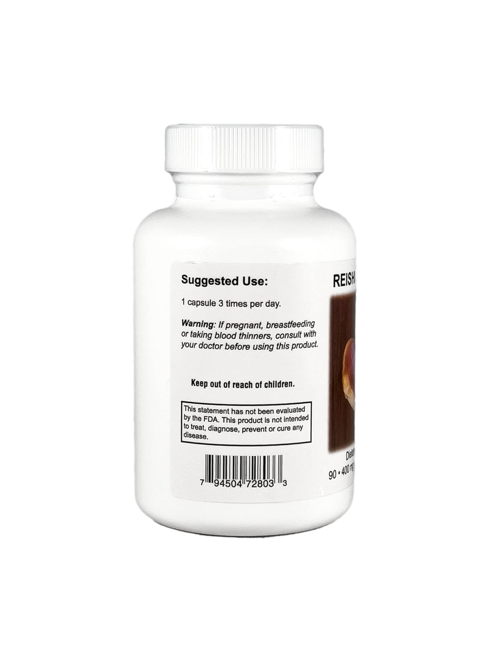 Closeup of Supreme Nutrition Products Reishi Supreme capsules highlights no fillers or binders.