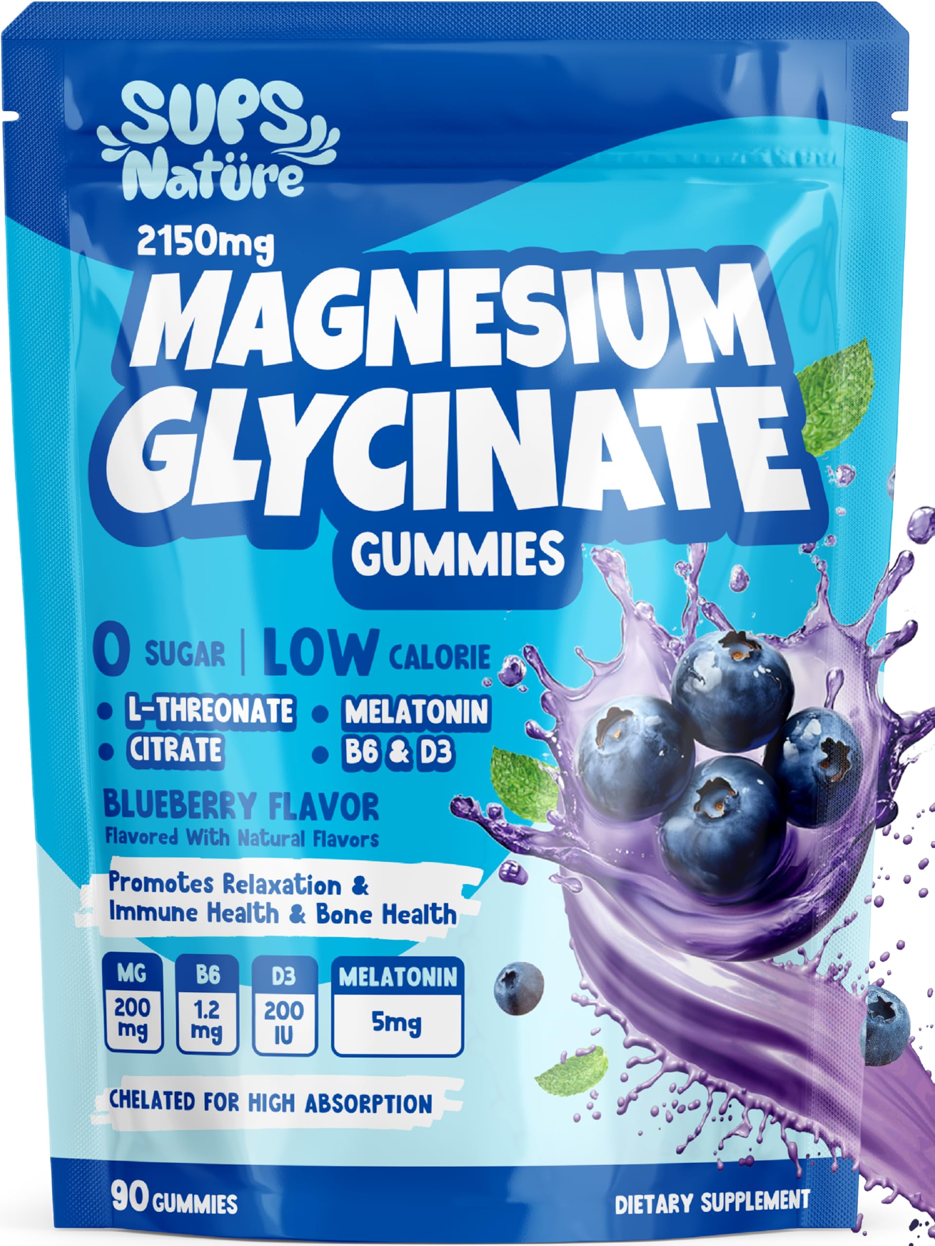 Sups Nature Magnesium Gummies Blueberry Bottle – convenient sleep support and relaxation