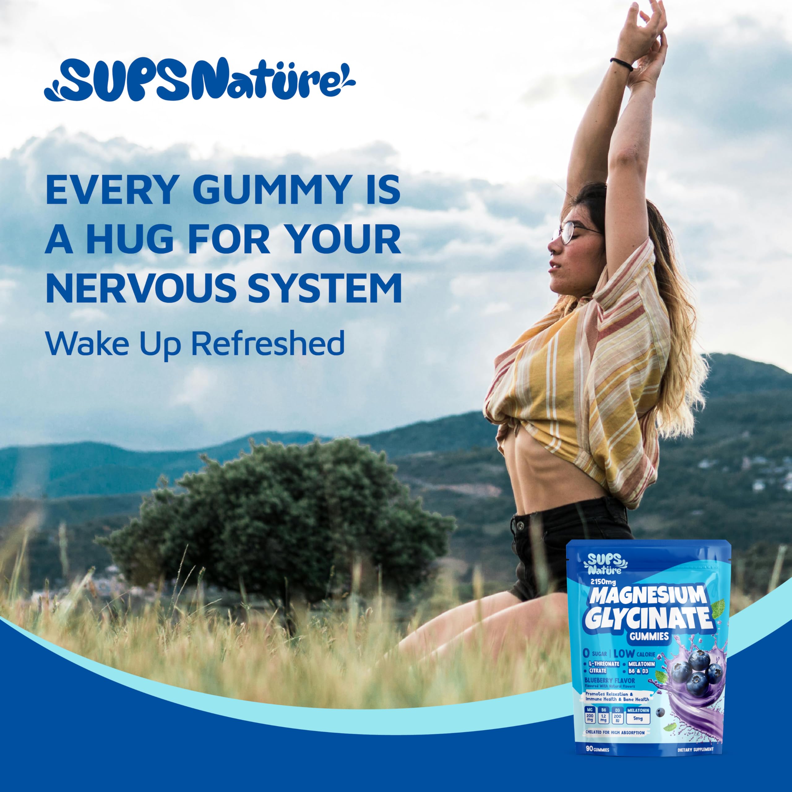 Sups Nature Magnesium Gummies Blueberry Pack Display – daily wellness on the go