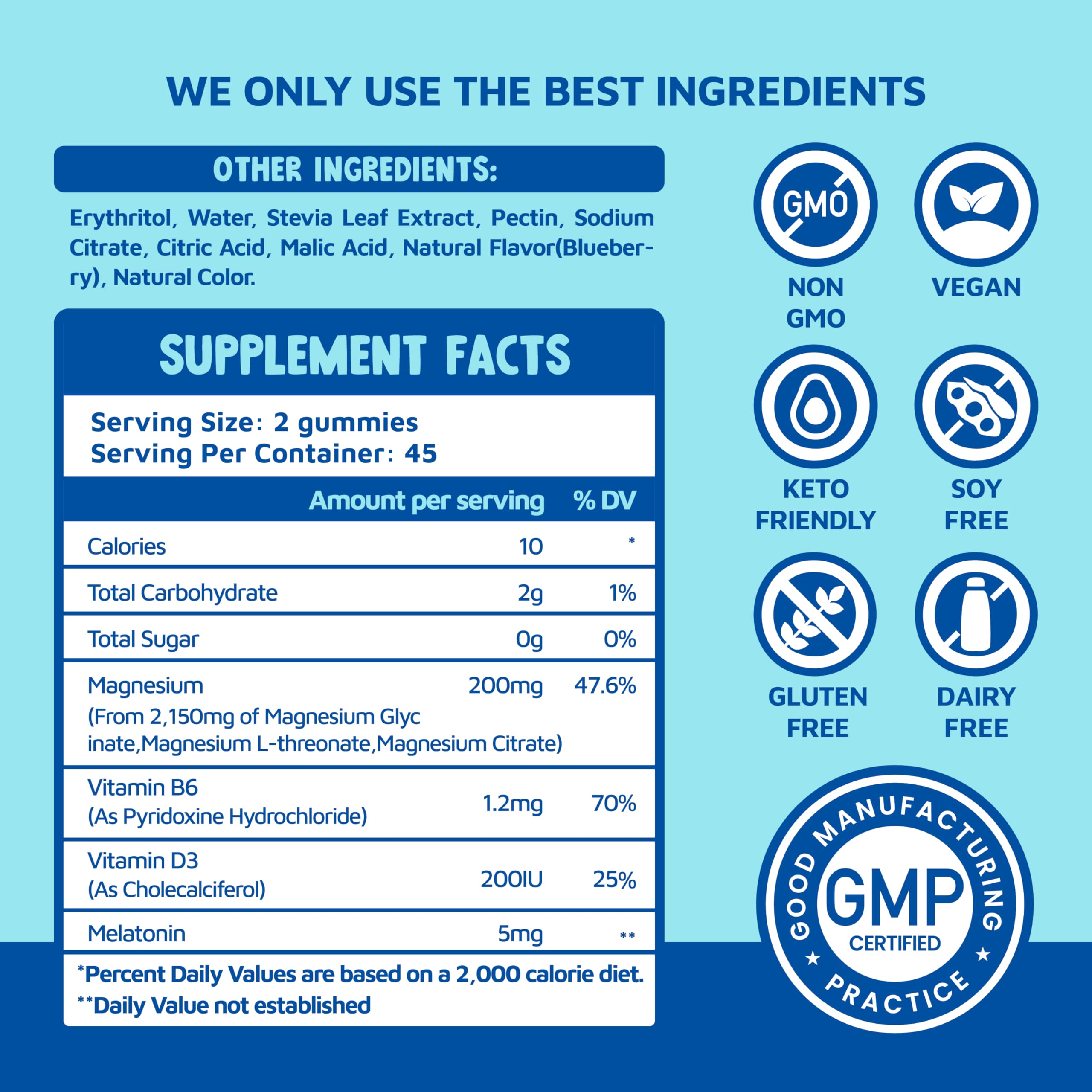 Sups Nature Vegan Non-GMO Magnesium Gummies Blueberry – plant-based formulation
