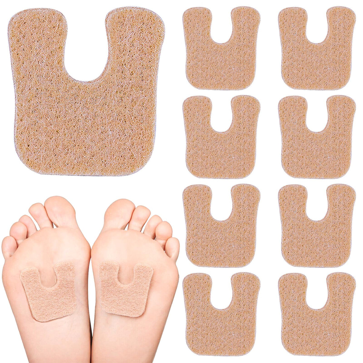 Suptizizkz U-shaped forefoot pad close-up showing soft felt cushioning.