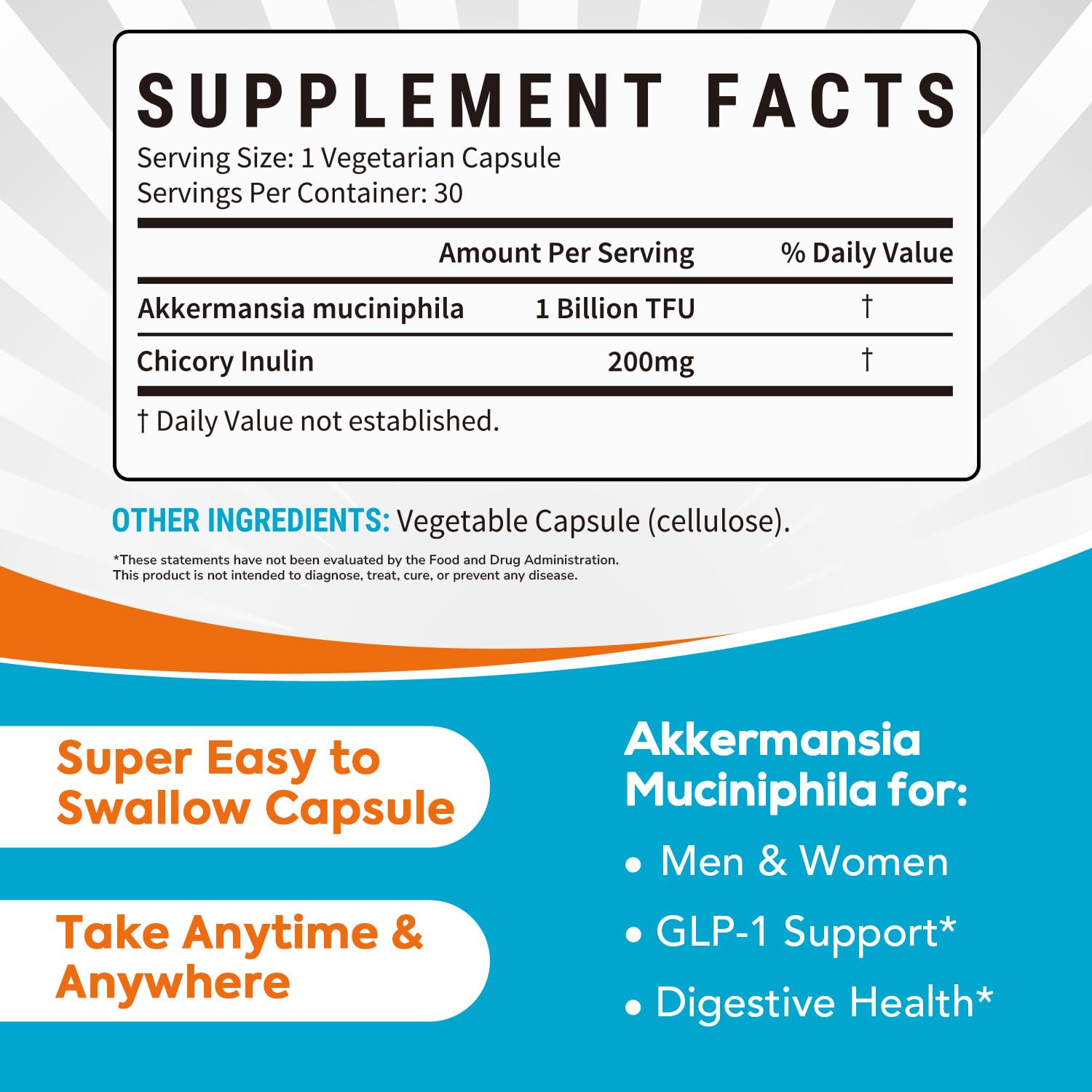 Close-up of Surebounty Akkermansia capsules highlighting 1B TFU