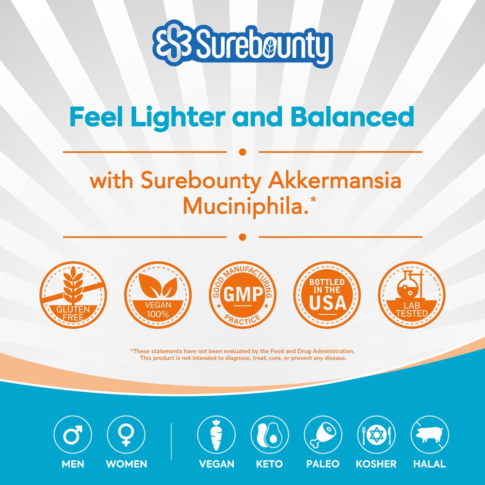 Surebounty Akkermansia bottle ready for daily regimen