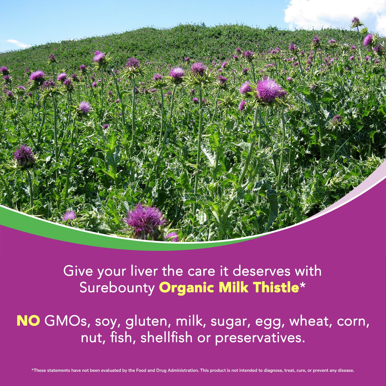 Surebounty nutrition panel shows non-GMO, allergen-free details