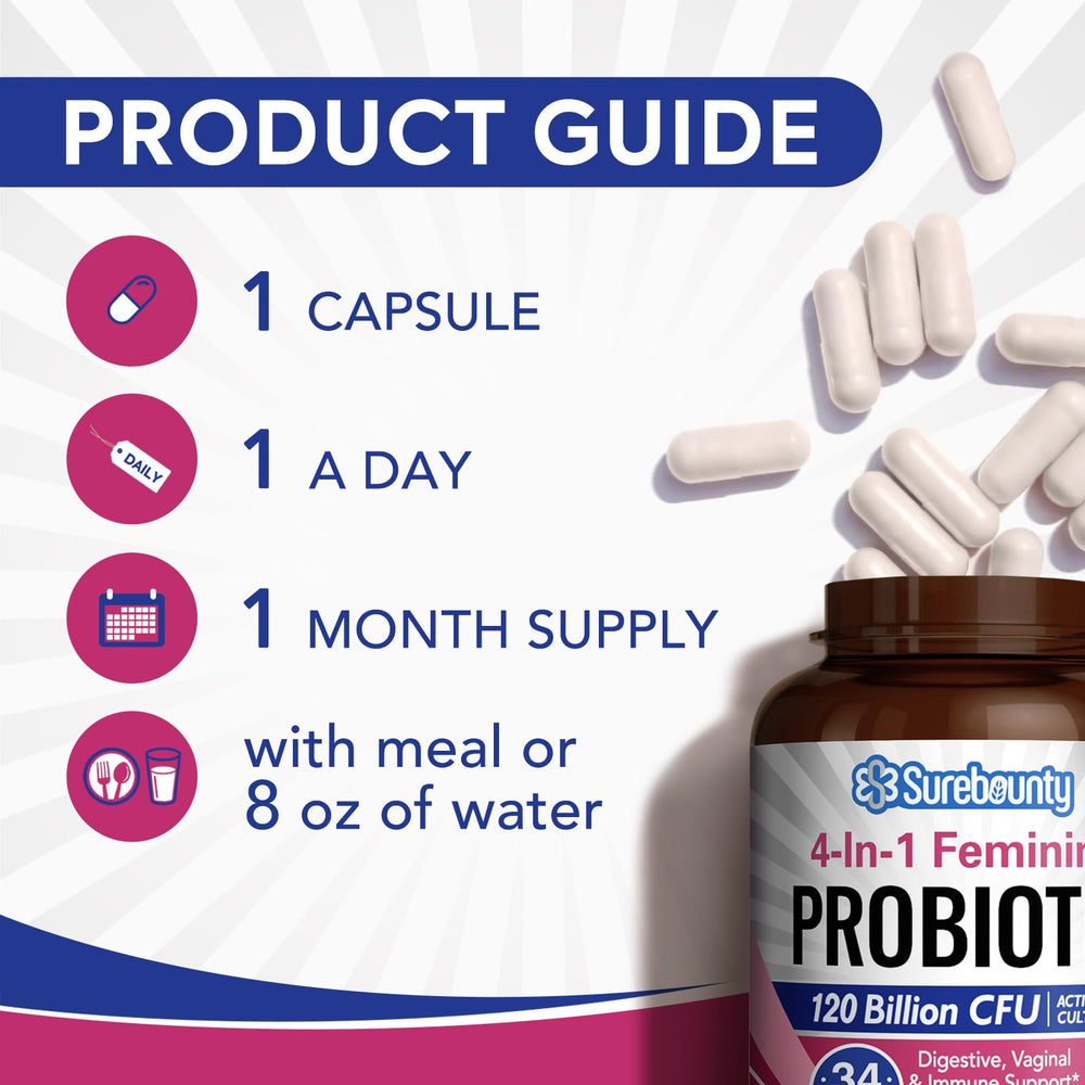 Surebounty Probiotics for Women Pack of 2 60 count bottles for ongoing daily use