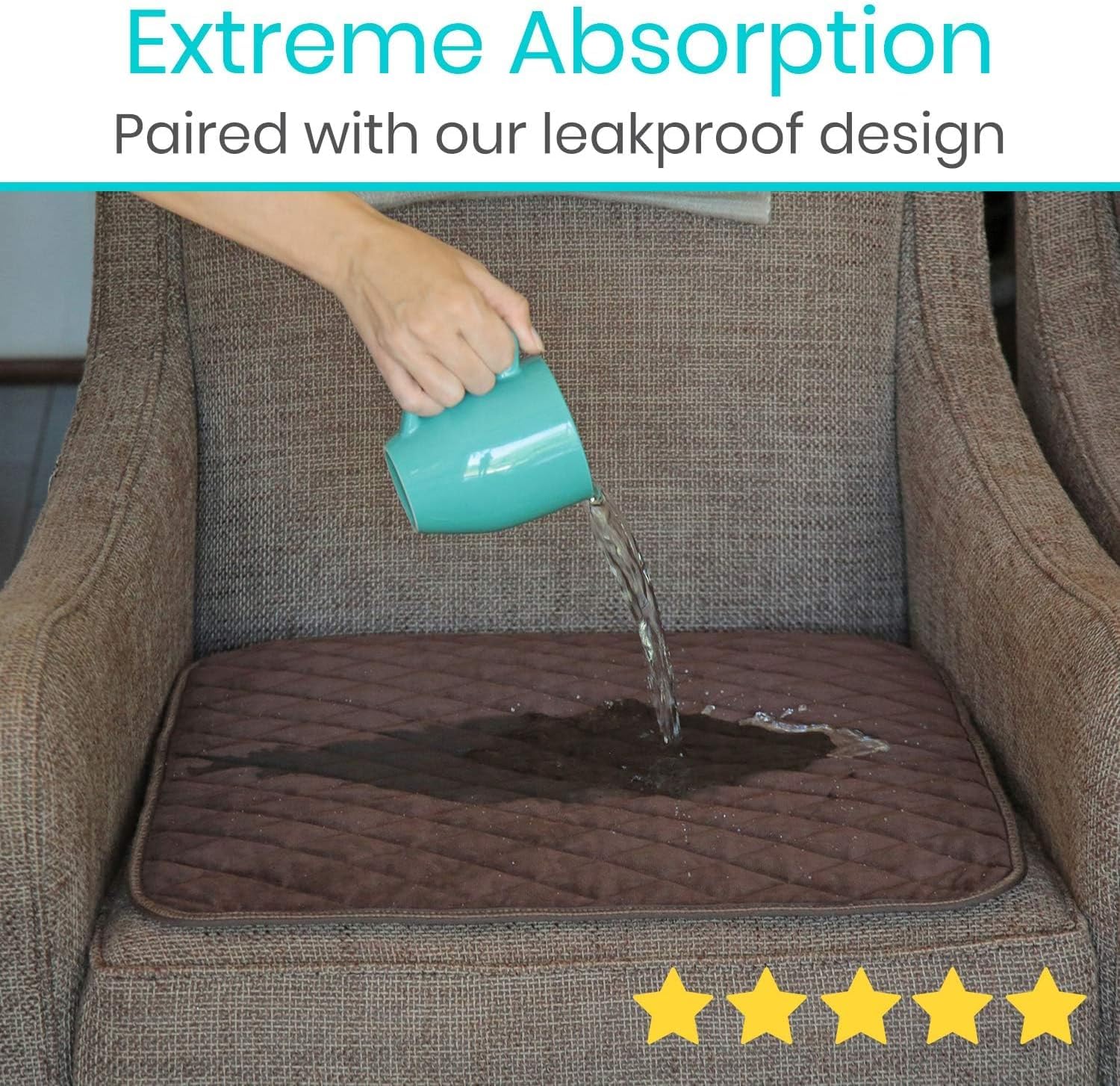 SURES chair pad absorbent layer closeup highlights rapid absorption and soft touch