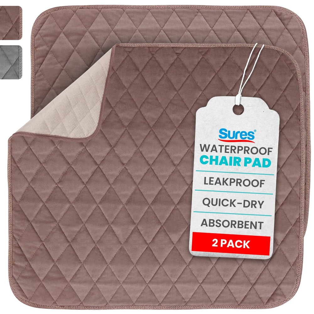 SURES waterproof chair pad front view showing full coverage and leak protection