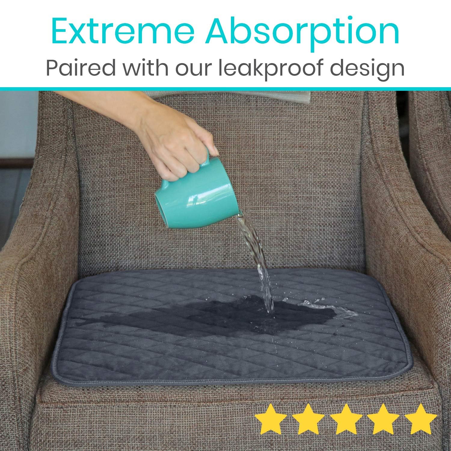 Sures Waterproof Chair Pad wheelchair seat provides absorbent protection