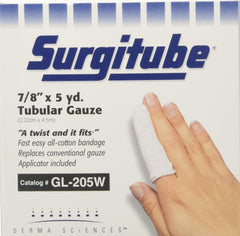 Surgitube Band No.2 5yd White on large fingers for comfortable support during care.